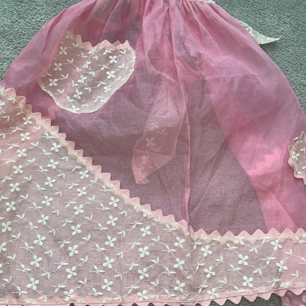 Vintage‎ Organza Pink Women’s Half Waist Kitchen Apron